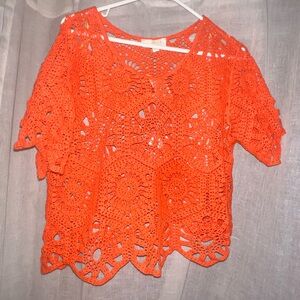 NWT ORANGE CROCHET TOP XL